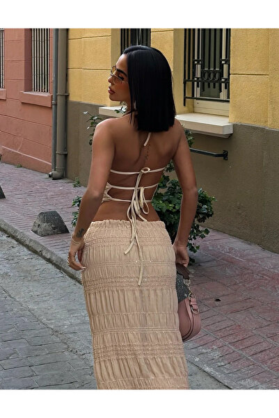 My Blog Ecru Sequin Chiffon Blouse Skirt Set