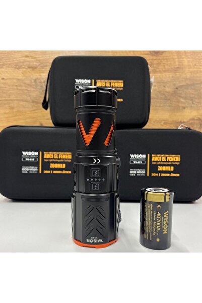 Wıson Wison Ws-615 30W 3000 Lümen Profesyonel Zoomlu El Feneri Siyah