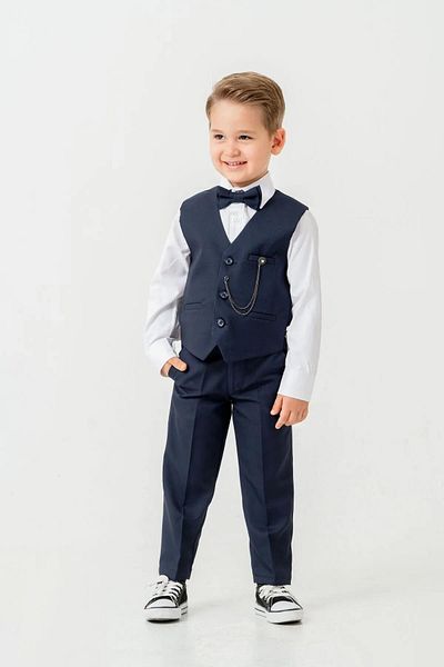 Zaziko Kids Boys Slim Fit Suit with Vest – 4 Pieces (Vest, Pants, Shirt, Bowtie) Te.7026