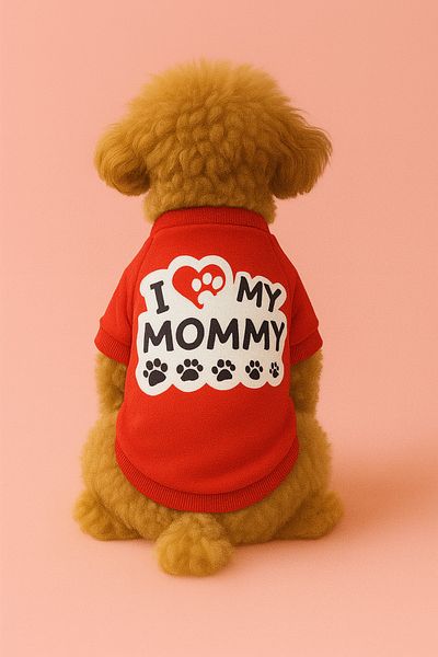 MPZ Pets Cat & Dog Outfit; Red Sweatshirt and Wht Love Mommy Dress