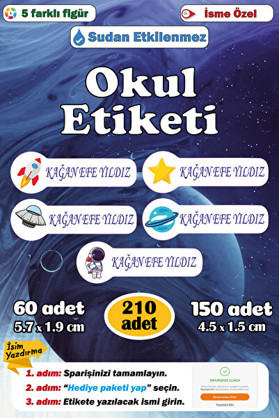Ayza Tasarım Premium Kalite Kişiye İsme Özel İsimli Defter Kalem Okul Etiketi...
