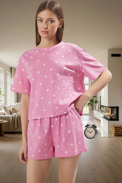 PayBuy Women's Heart Patterned Cotton Pajamas Set Comfortable Home Wear Set Stylish Appearance High Quality