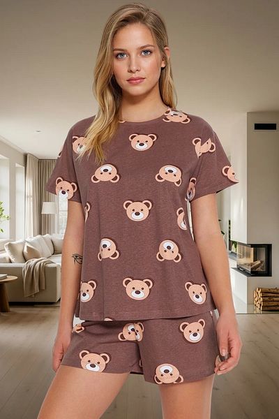 PayBuy Women's Teddy Bear Cotton Short Sleeve Pajamas Set Durable Material Trend Design