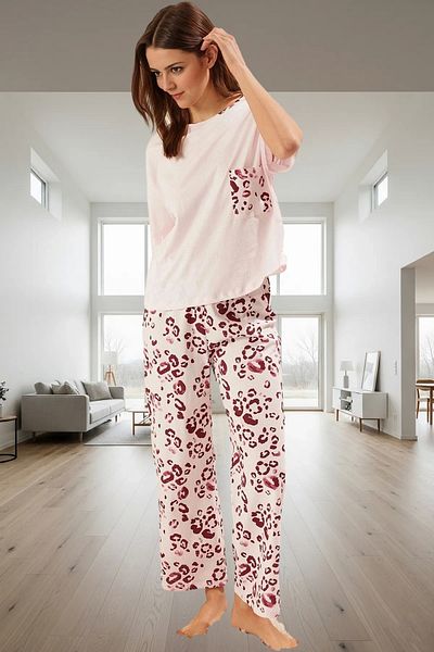 PayBuy Women's Cotton Leopard Print Pajamas Set Comfortable Home Wear Set Perfect Fit High Quality