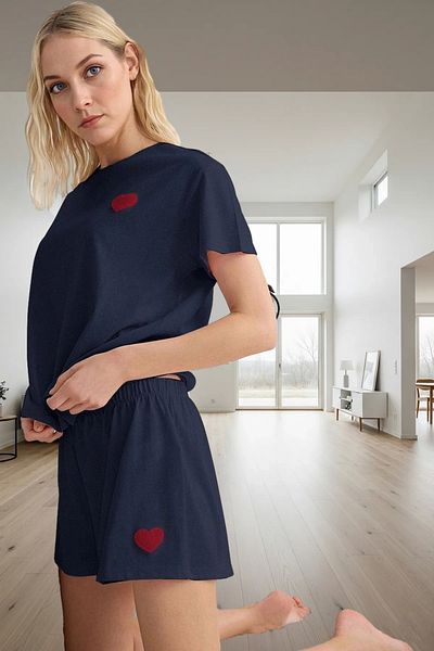 PayBuy Women's Knitted Pajama Set Short Sleeve Regular Fit Summer Stylish Appearance Carefully Selected