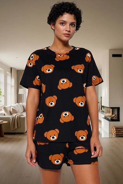 PayBuy Women's Teddy Bear Cotton Short Sleeve Pajamas Set Durable Material Trend Design