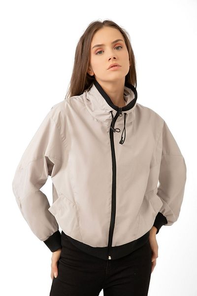 Montland Women's Stone Stand Collar Waterproof and Windproof Oversize Crop Seasonal Raincoat Windbreaker