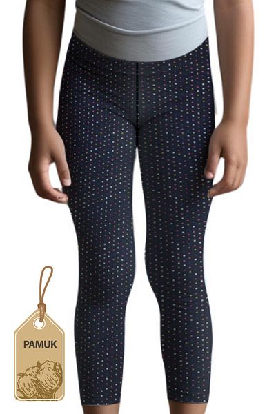 MK Mukko Kids Leggings lungi și confortabile din bumbac, negru, cu model mic de buline, de sezon și de vară