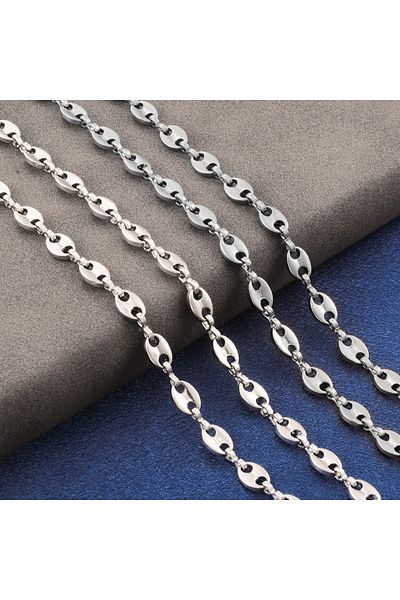 Satürn Silver Kuyumculuk Steel Sailor Chain Men's Necklace and Bracelet Set Tarnish-Free Steel Necklace Steel Chain Necklace