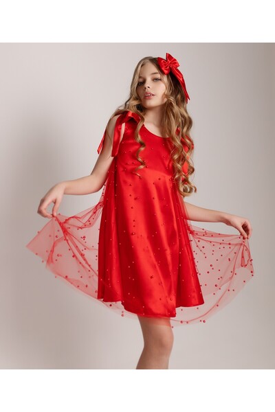 My Baby By Merry Outlet 5 yaş kız çoçuk kırmızı incili düğün elbisesi - Kurde...