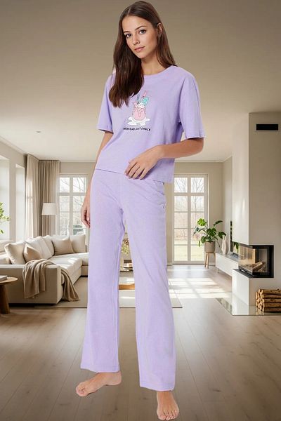 PayBuy Women's Cotton Comfortable Printed Pajama Set Short Sleeve T-Shirt Pants Use and Stylish