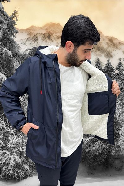Montland Ανδρικό χειμωνιάτικο παλτό Navy Blue - Αδιάβροχο και αντιανεμικό, με κουκούλα