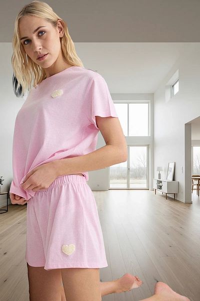 PayBuy Women's Knitted Pajama Set Short Sleeve Regular Fit Summer Stylish Appearance Carefully Selected