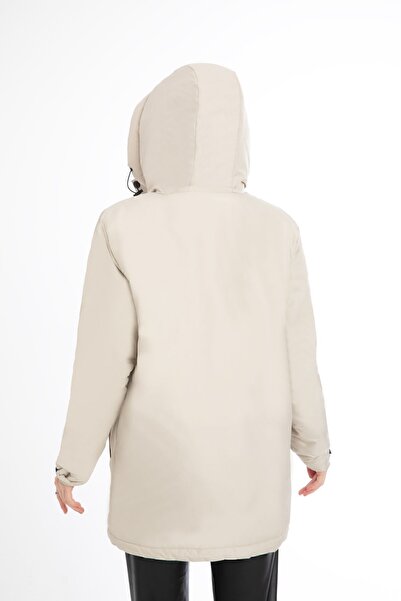 Montstop Kadın Taş Içi Polarlı Kürklü Su Ve Rüzgar Geçirmez Kapüşonlu Kışlık Mont & Kaban & Parka