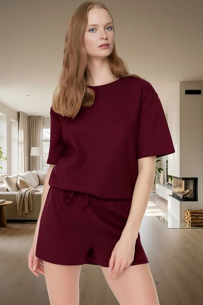 PayBuy Women's Comfortable Waffle Fabric Pajama Set with Short Shorts Summer Knitted Elegant Design and Stylish