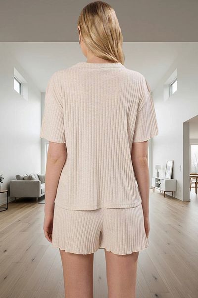 PayBuy Women's Knitted Pajama Set Regular Fit Short Sleeve Tube Leg Premium Quality Stylish Appearance