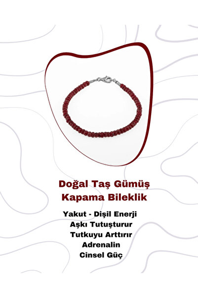 Saff Doğal Taş Yakut Doğal Taş Rondel Kesim Gümüş Kapama Bileklik - 2-3mm
