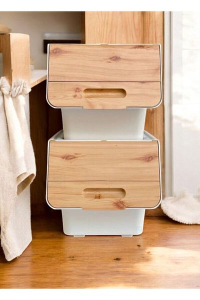nextbuy Bamboo Color 24 Lt Room Organiser Multimare with Wheels Shopping Cheapness Increasing Boxes