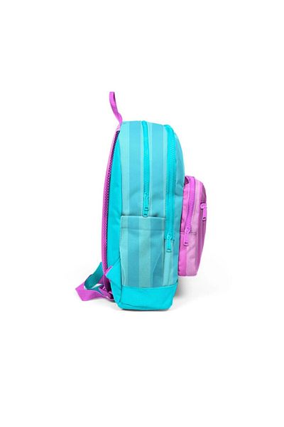 Coral High Turquoise Pink Striped Four Compartment School Backpack 23771
