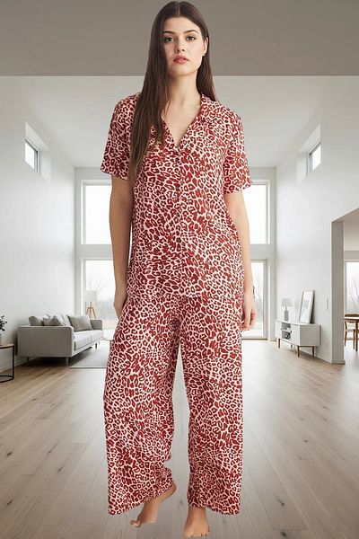 PayBuy Women's Stylish Leopard Print Viscose Pajamas Set Comfortable and Feminine Design Durable Material Modern Style