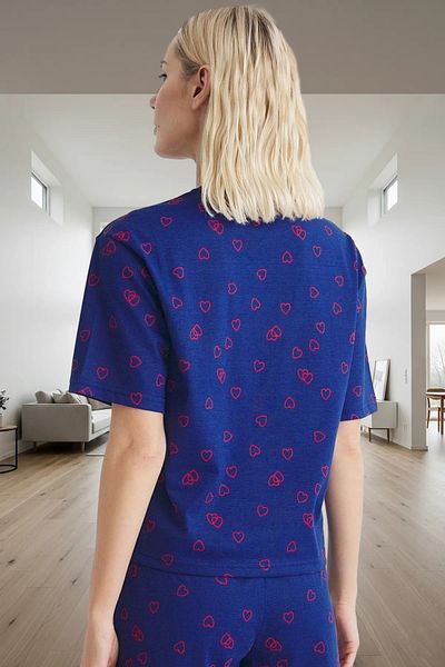PayBuy Women's Heart Pattern Cotton Pajamas Set Trend Design Durable Material Modern Style