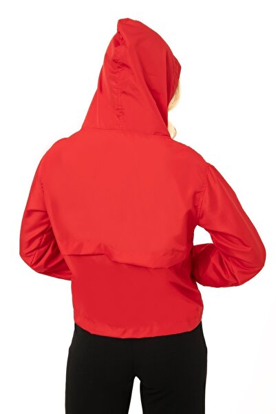 Montstop Women's Red Waterproof Wind Resistant Hooded Raincoat - Seasonal with Pockets
