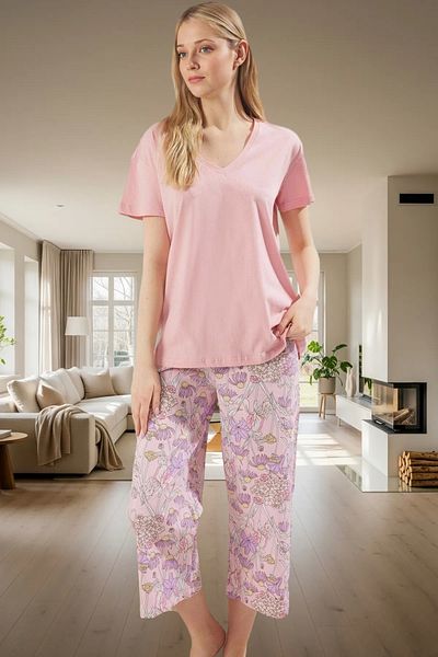 PayBuy Women's Floral Capri Pajama Set Comfortable Knitted Fabric Quality Craftsmanship Special Design and Stylish