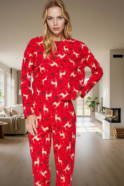 PayBuy Women's Winter New Year's Printed Cotton Pajama Set Comfortable Use for Daily
