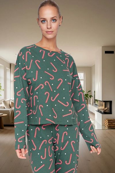 PayBuy Women's Winter New Year's Printed Cotton Pajama Set Comfortable Use for Daily