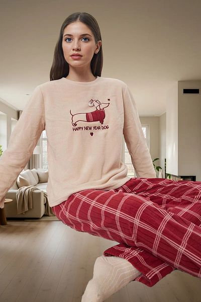 PayBuy Women's Winter Fleece Pajama Set Plaid Patterned Long Leg Distinguished Material for Daily Use