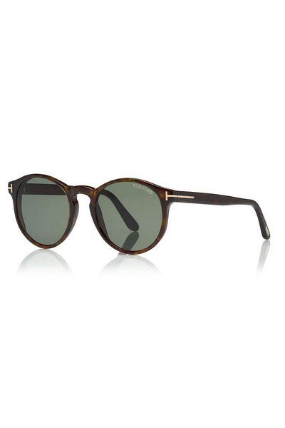 Tom Ford نظارات شمسية للجنسين Tf591 52n 51-20، إطار دائري من مادة الأسيتات باللون البني
