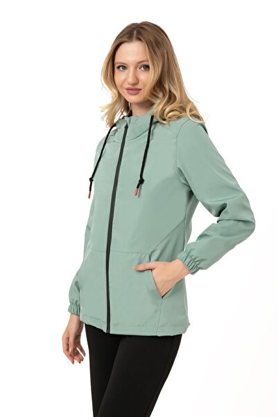 Montstop Γυναικείο αδιάβροχο πράσινο μέντας αδιάβροχο με κουκούλα - με επένδυση και τσέπες