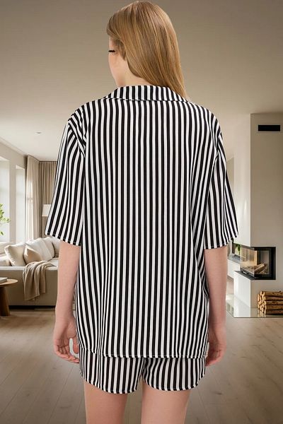 PayBuy Women's Stylish Striped Viscose Pajamas Set Casual Home Wear Set Appearance Comfortable Cut