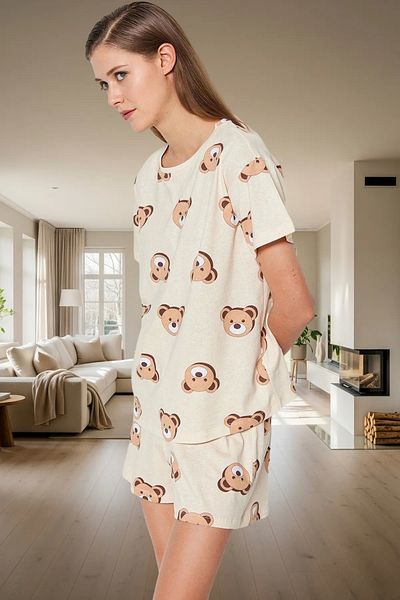 PayBuy Women's Teddy Bear Cotton Short Sleeve Pajamas Set Durable Material Trend Design
