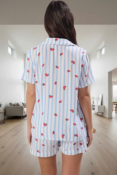 PayBuy Women's Comfortable Viscose Pajama Set Striped Pattern Short Sleeve Summer Distinguished Material Modern Style