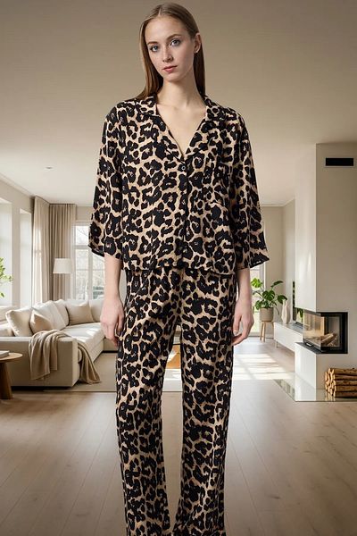 PayBuy Women's Viscose Pajamas Set Shally Woven Winter Professional Look for Daily Use