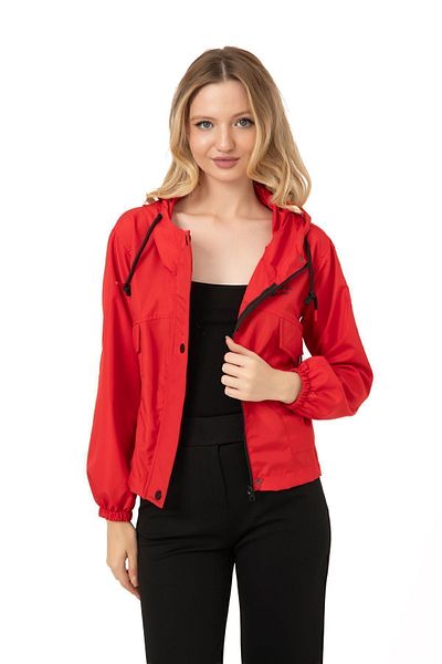 Montstop Women's Red Waterproof Wind Resistant Hooded Raincoat - Seasonal with Pockets