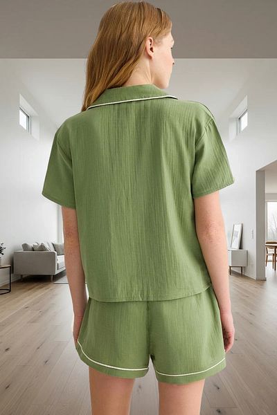 PayBuy Women's 100% Cotton Muslin Pajama Set Regular Fit Shorts Comfortable Design Elegant