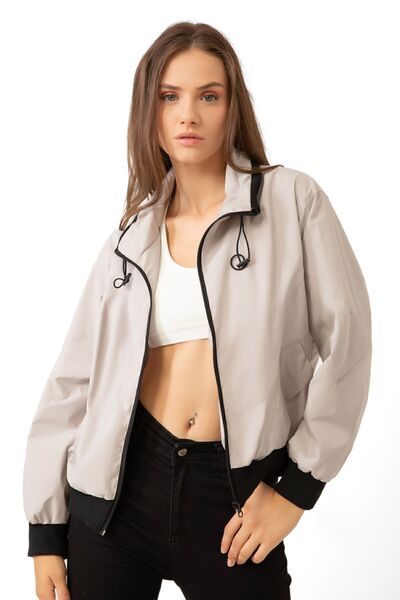 Montland Pelenă de ploaie sezonieră pentru femei, cu guler de piatră, impermeabilă și rezistentă la vânt.