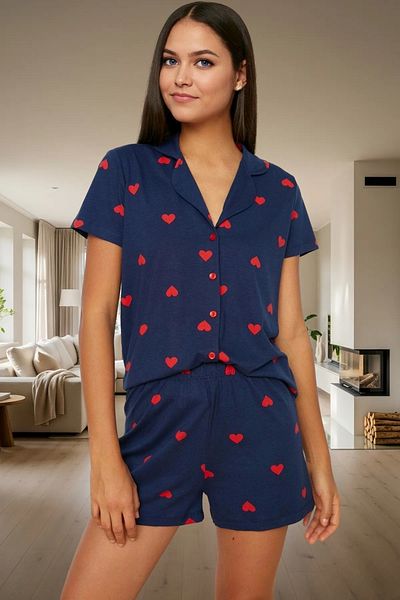 PayBuy Women's Heart Pattern Cotton Short Sleeve Pajamas Set Comfortable Home Wear Set Professional Appearance