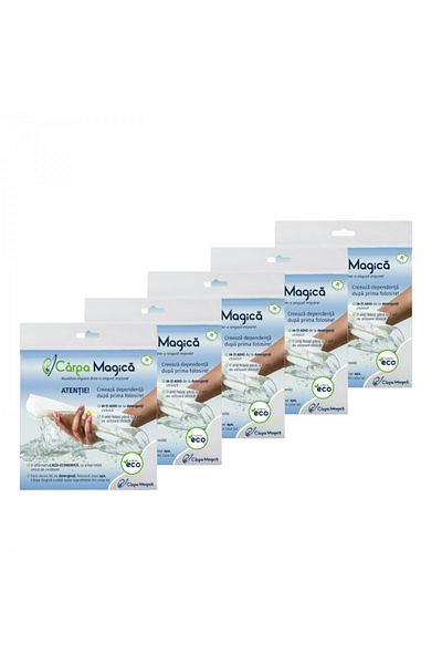 INNOVIO Pachet 5 x Carpa Magica, Laveta microfibra 40x40 cm, Curatare fara detergent, Culoare Alb