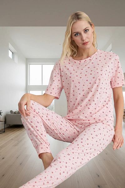 PayBuy Women's Heart Pattern Knitted Pajamas Set Comfortable Fit Soft Woven Trend Design for Daily Wear