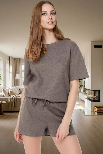 PayBuy Women's Comfortable Waffle Fabric Pajama Set with Short Shorts Summer Knitted Elegant Design and Stylish