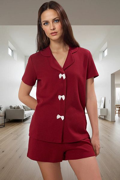 PayBuy Women's Waffle Fabric Short Sleeve Pajama Set Perfect Fit for Casual Wear