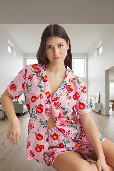 PayBuy Women's Comfortable Viscose Pajamas Set Fruit Pattern Shorts Summer Special Design Durable Material