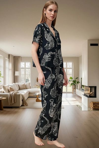 PayBuy Women's Tiger Pattern Viscose Pajamas Set Comfortable Stylish Home Wear Carefully Selected Perfect Fit