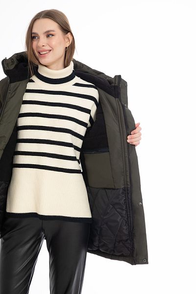 Montstop Women's Khaki Winter Jacket - Fleece, Fur, Water and Windproof, Hooded
