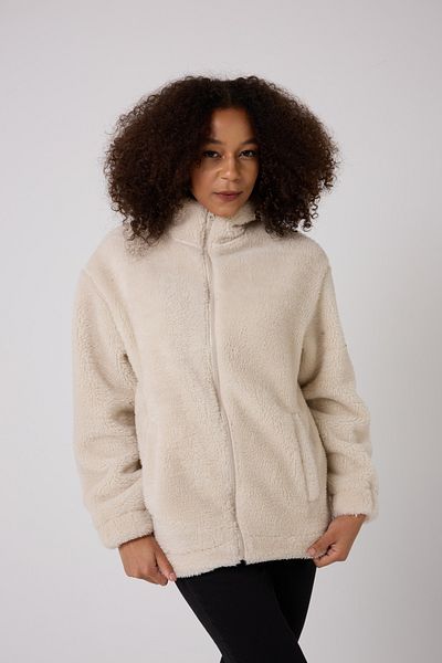 Firststops Sports Women's Ecru Plush Windproof Welsoft Double Door Coat