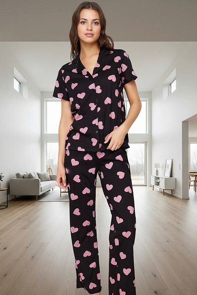 PayBuy Women's Heart Cotton Short Sleeve Comfortable Pajama Set Trend Design Premium Quality