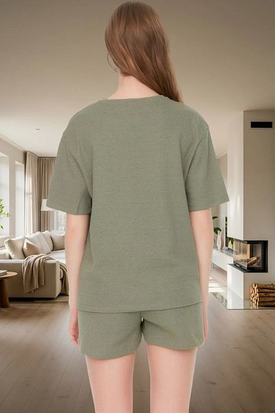 PayBuy Women's Comfortable Waffle Fabric Pajama Set with Short Shorts Summer Knitted Elegant Design and Stylish